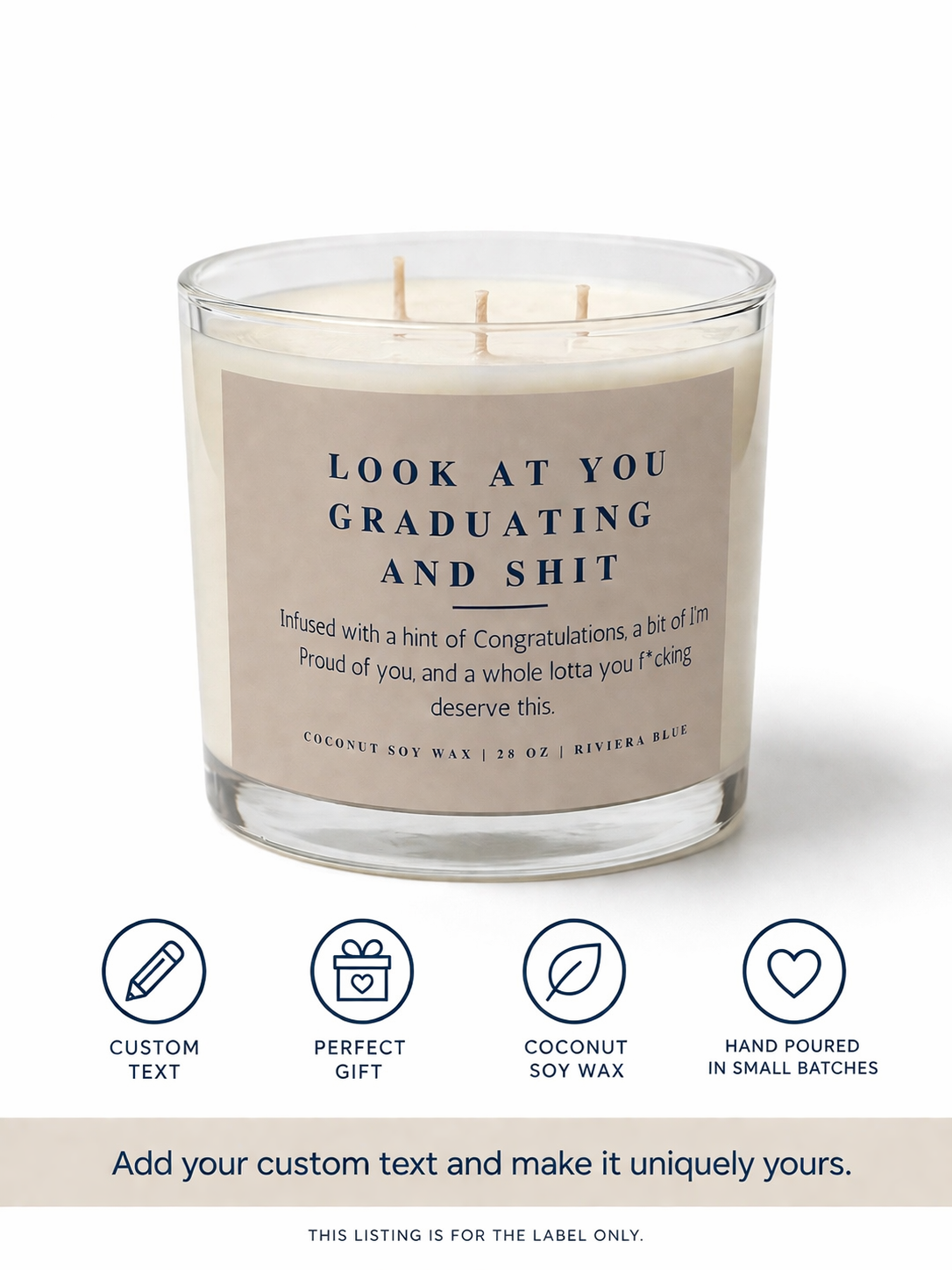 Custom Candle Label Add-On | Personalized Luxury Candle Design – $2 per Candle