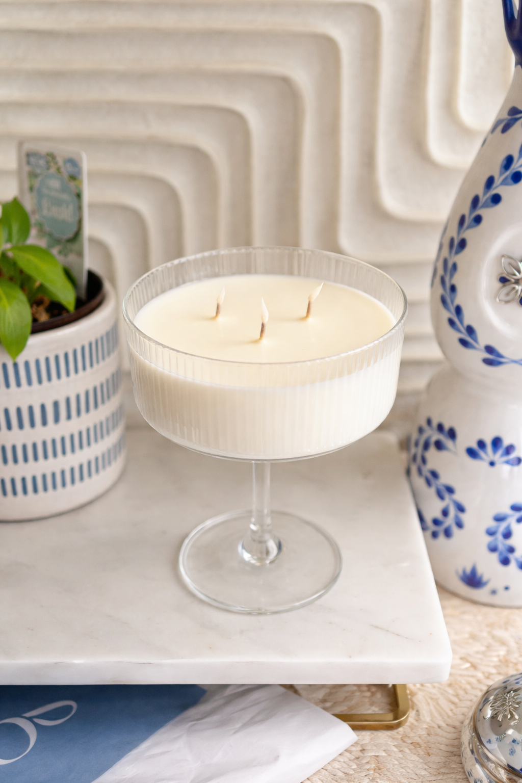 Vintage Martini Glass Candle –Coconut Soy Wax - Keepsake