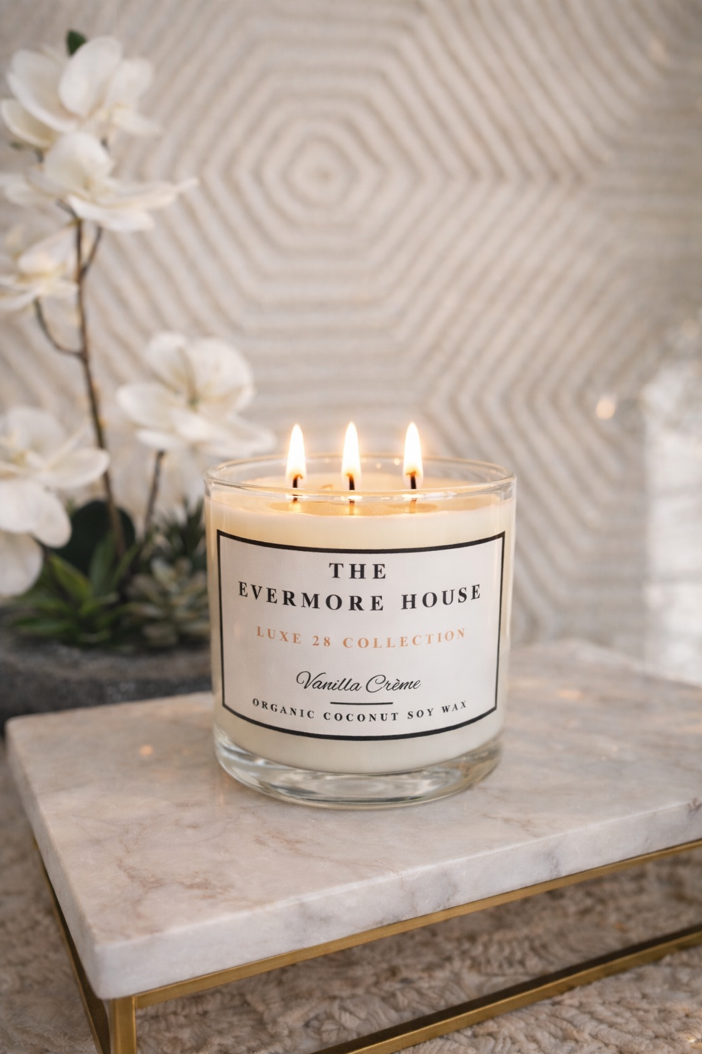 Large LUXE 28 coconut soy candle with 3 wicks – luxury home fragrance candle