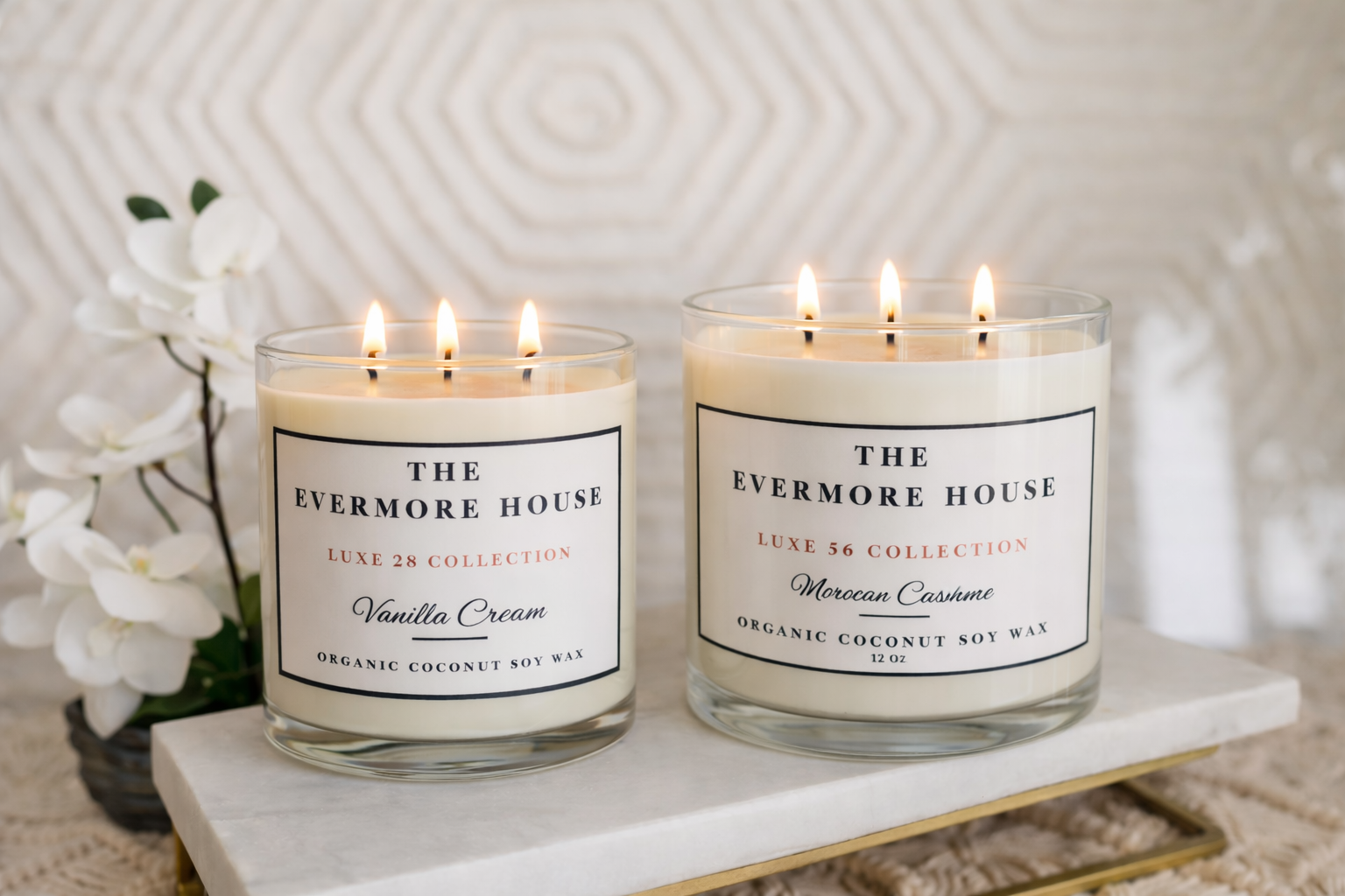 Luxury 3 wick candle – LUXE 28 and LUXE 56 coconut soy candle centerpiece