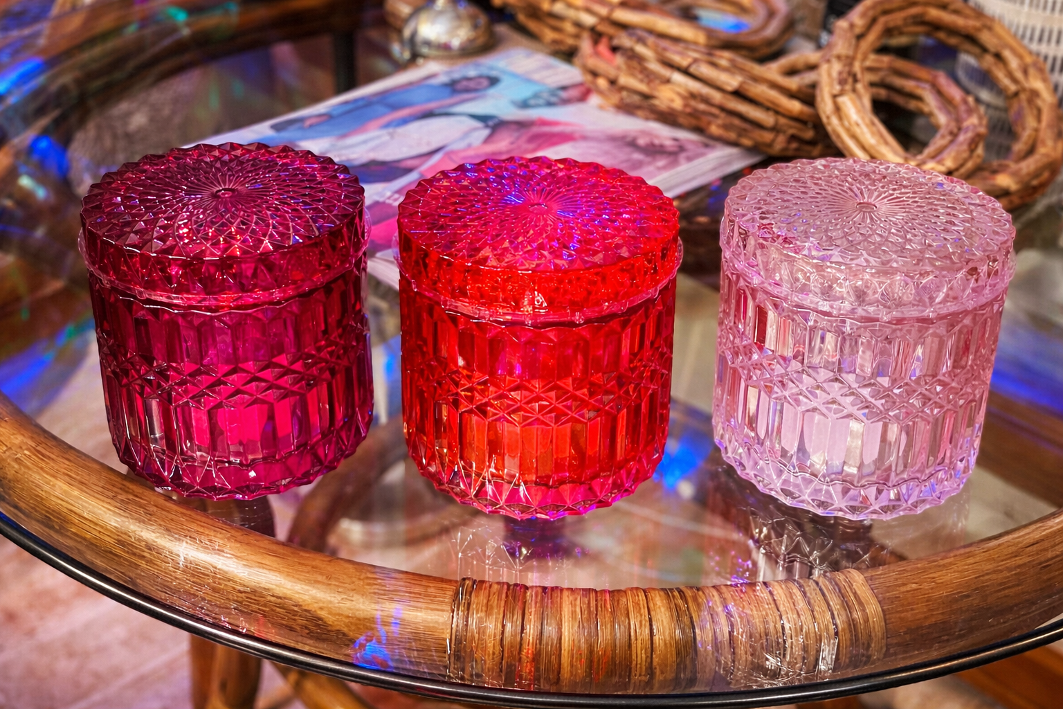 large coconut soy candle with premium fragrance in glass container